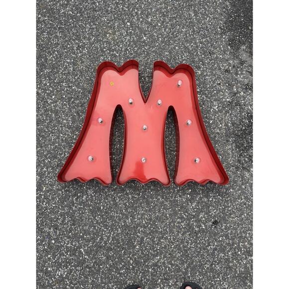 Marquee Letter "M" Decorative Sign Red Light Up Metal Home Decor Party - Picture 1 of 12
